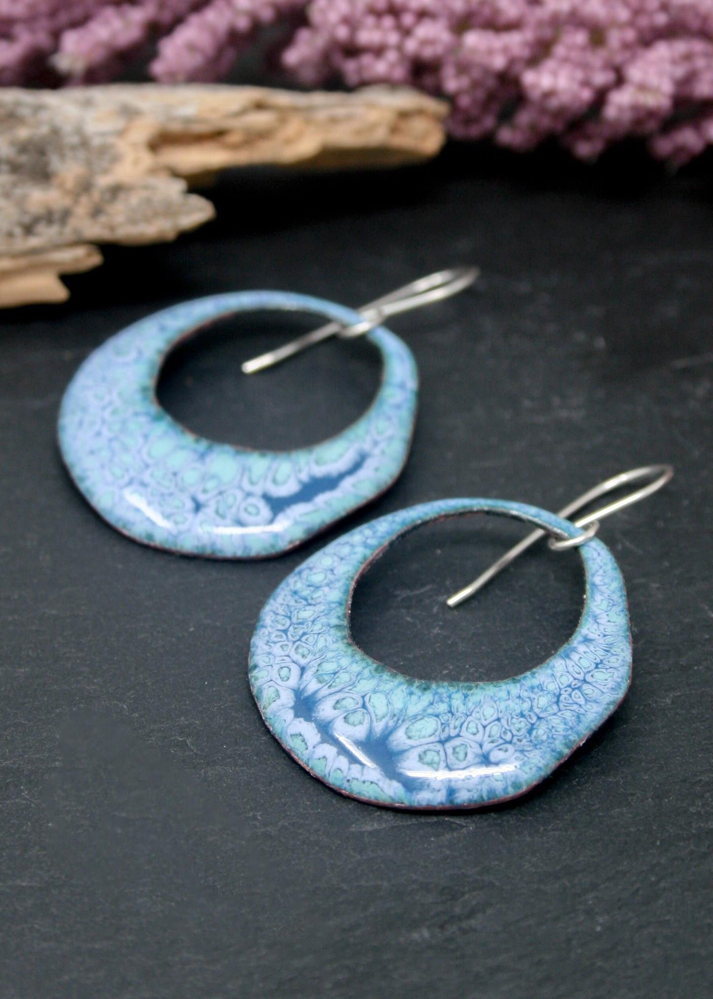 batik enamel copper earrings