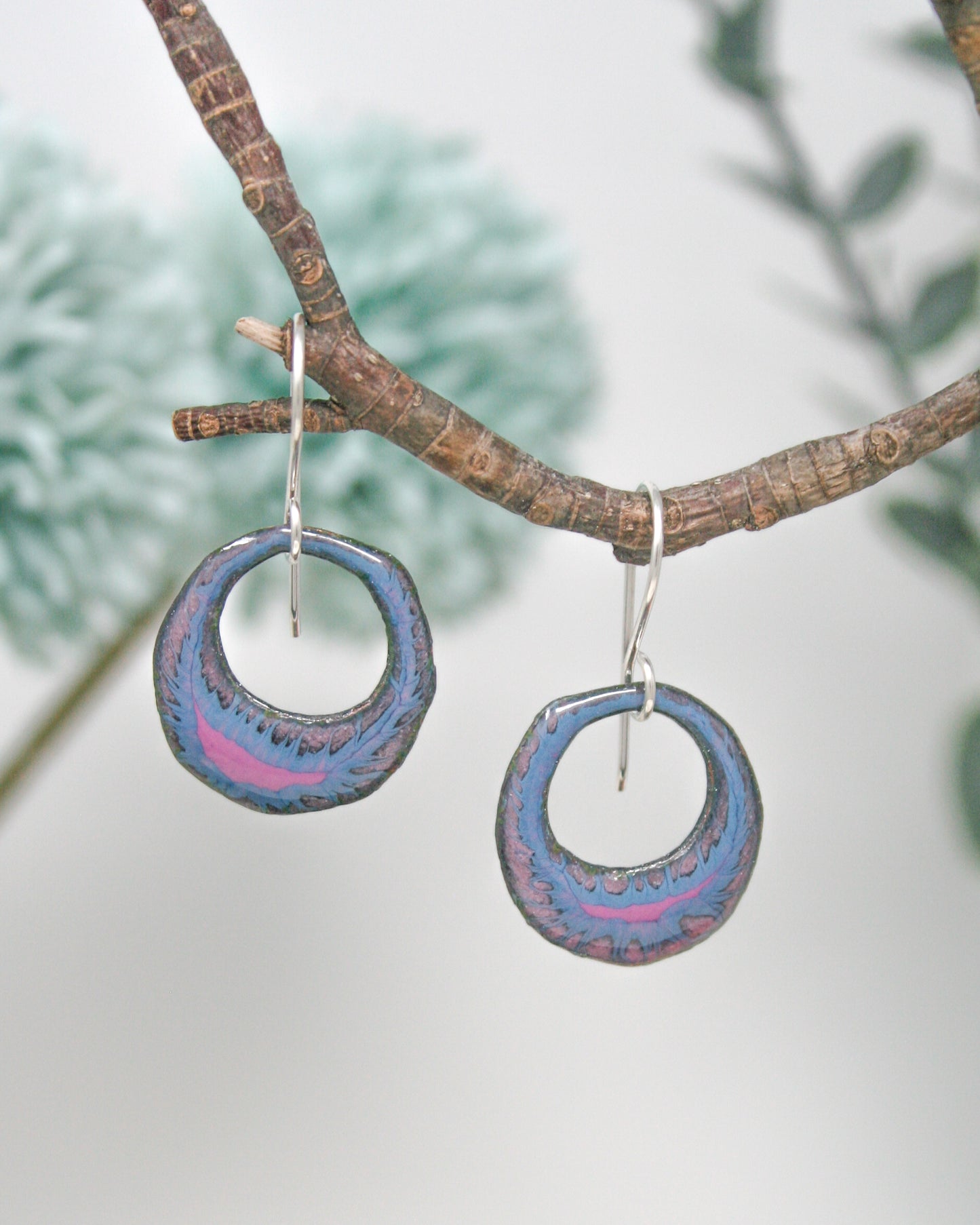 batik enamel copper earrings
