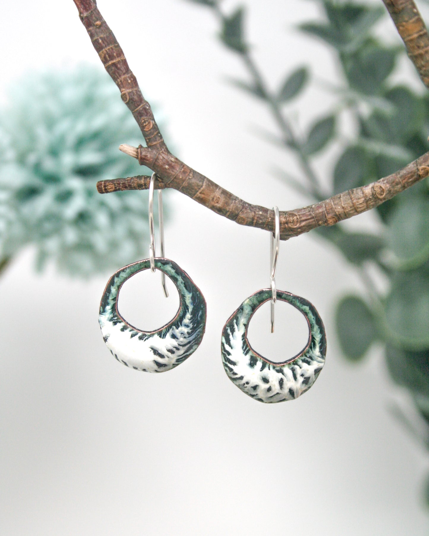 batik enamel copper earrings