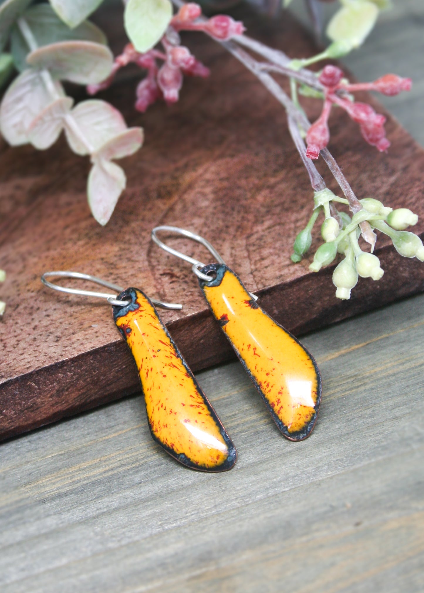 Batik wings earrings- Amber Glow