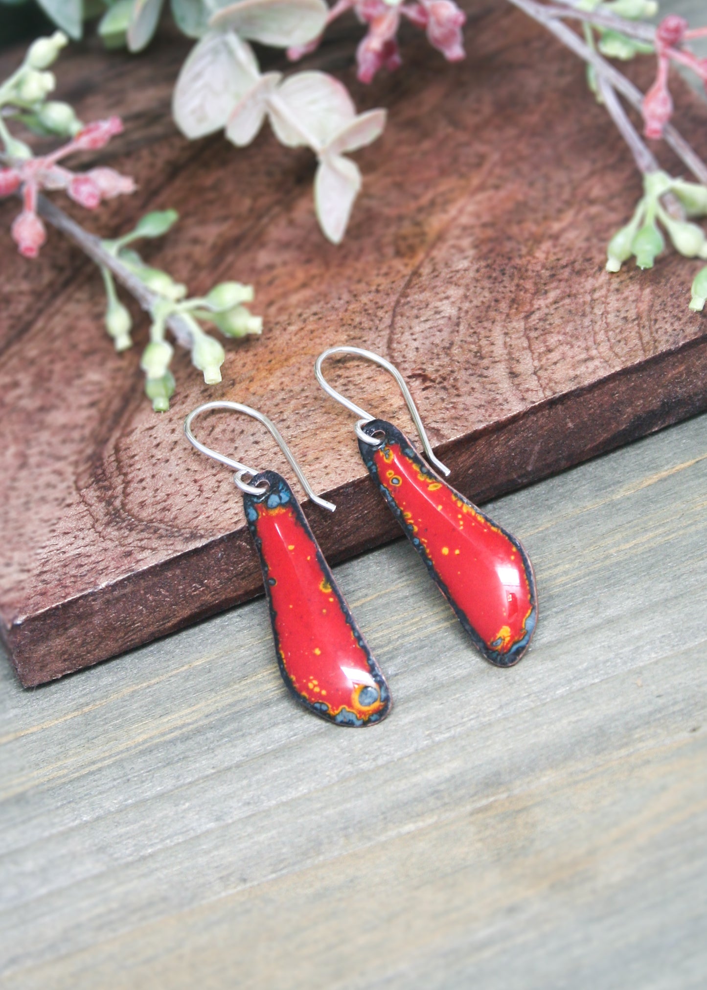 Batik wings earrings- Crimson Ember