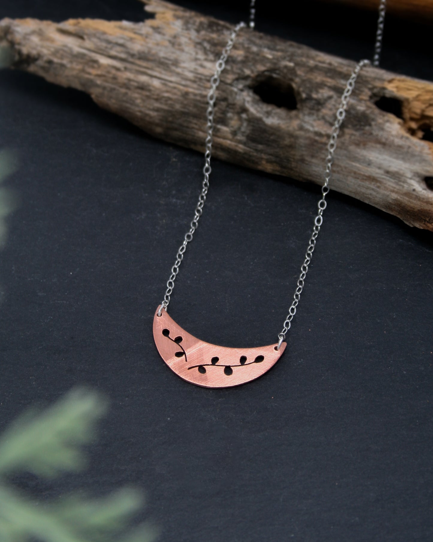 Botanical small Moon necklace