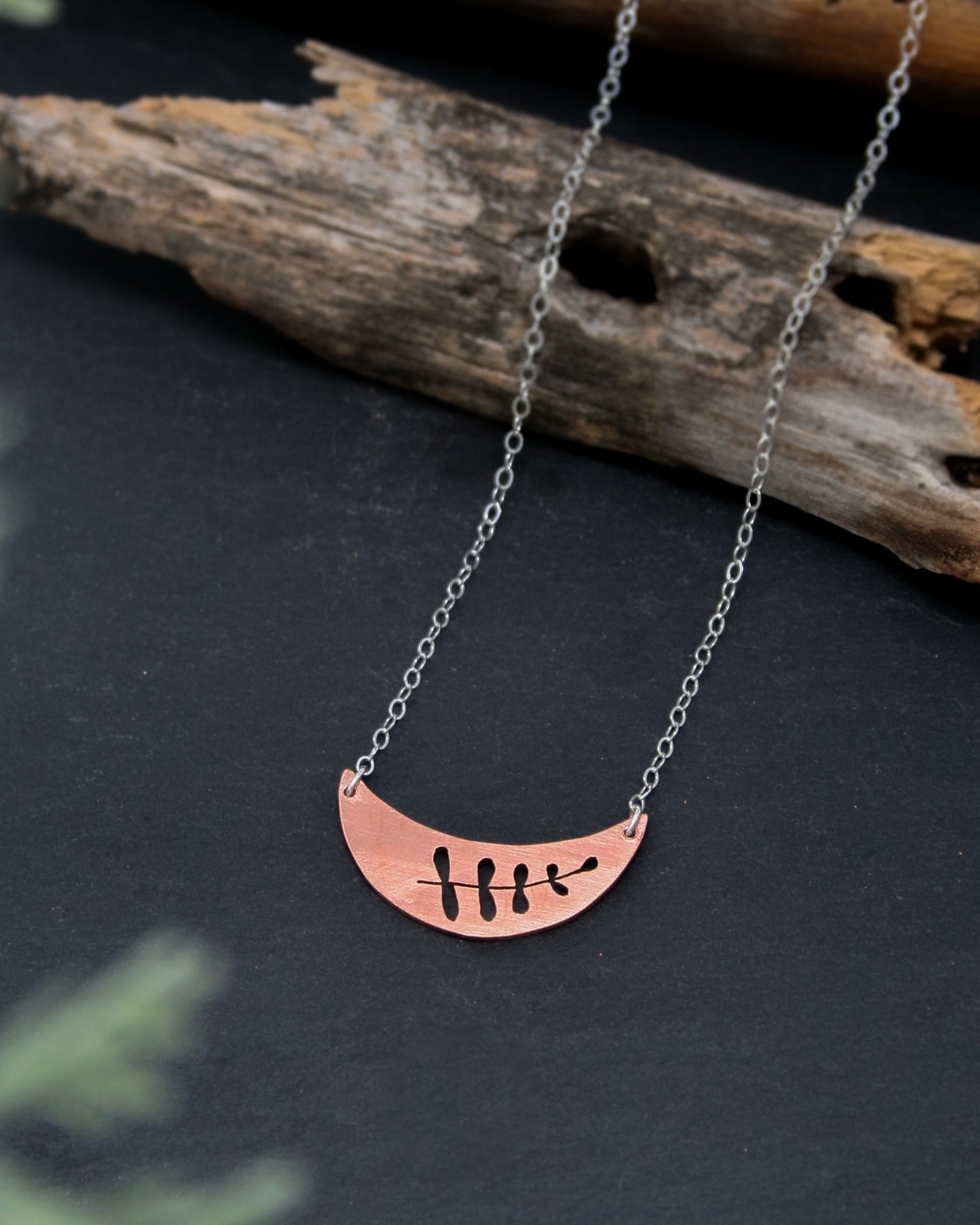 Botanical small Moon necklace