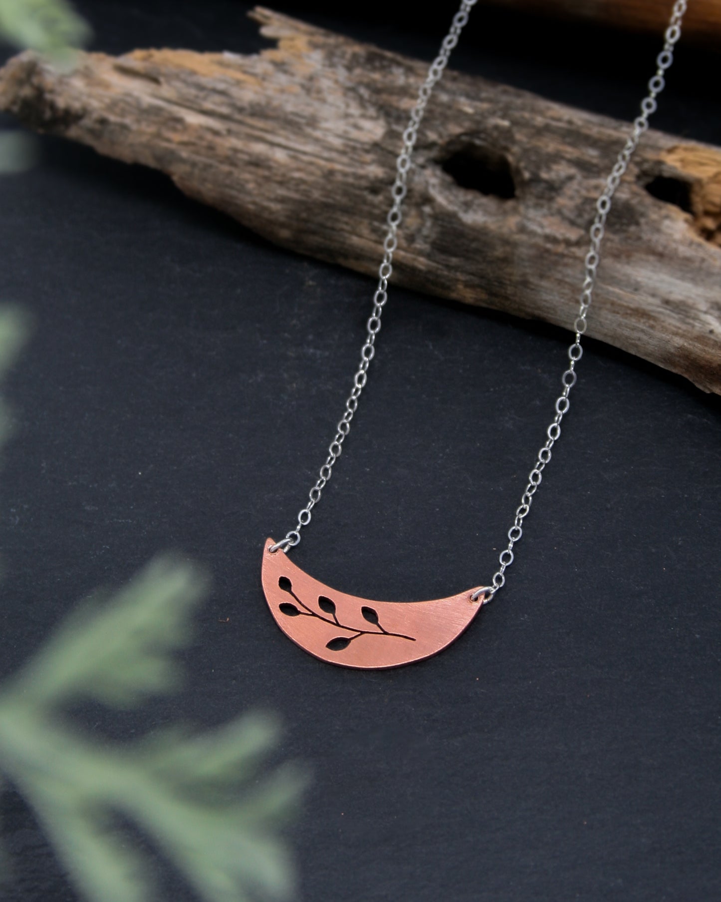 Botanical small Moon necklace