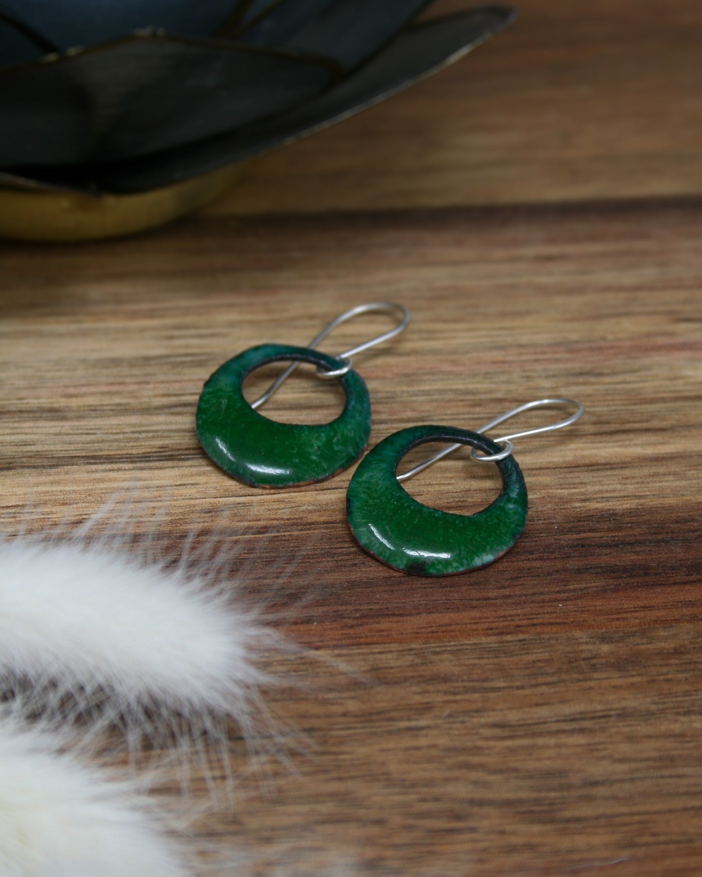enamel batik earrings worn