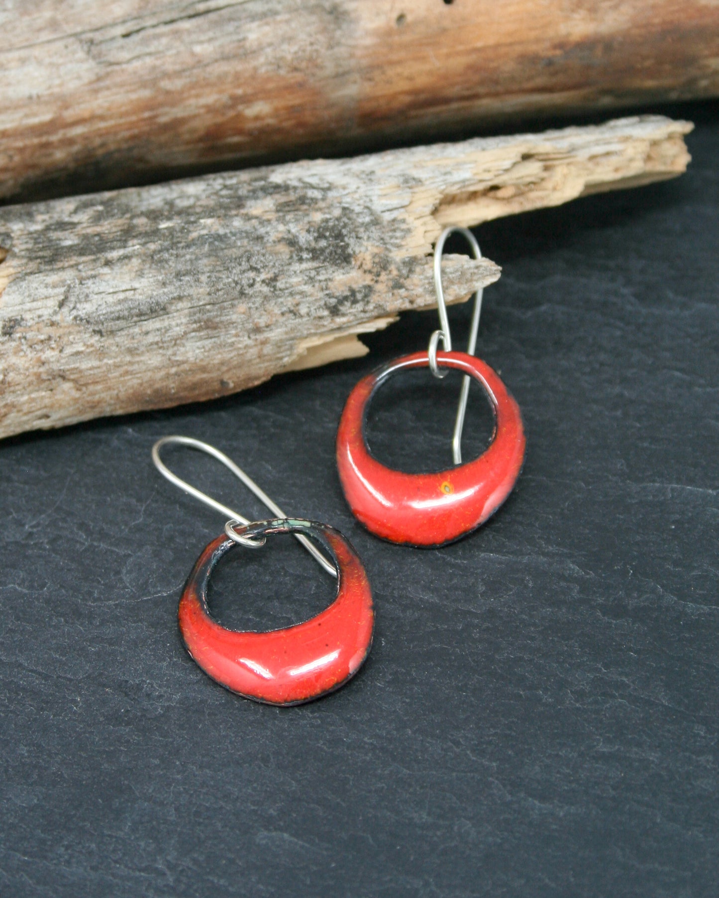 batik enamel copper earrings