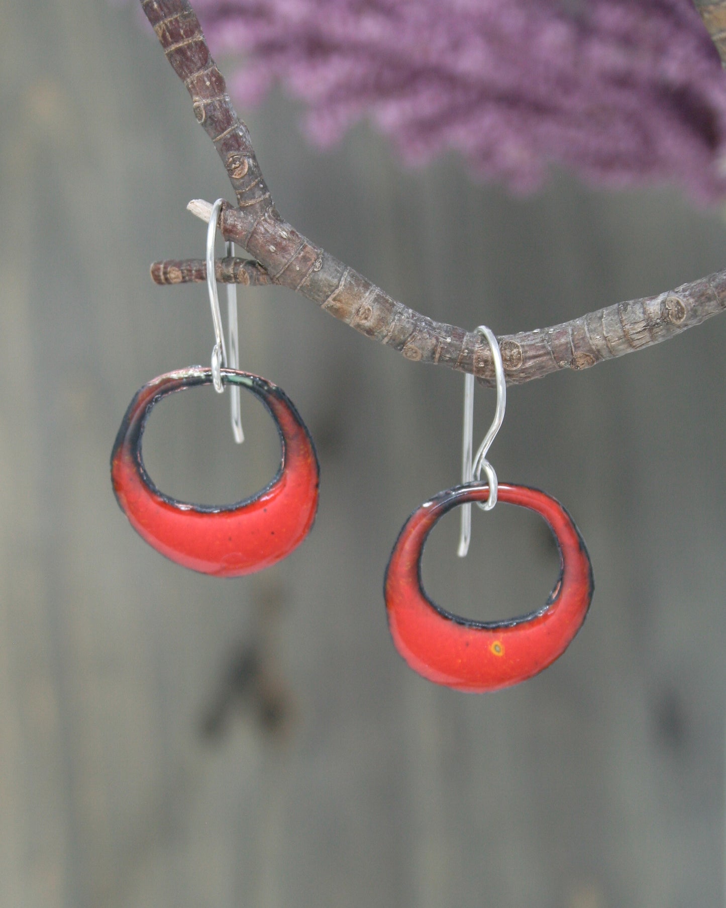 enamel batik earrings worn