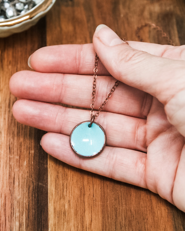 Enameled penny pendant necklace [made to order]