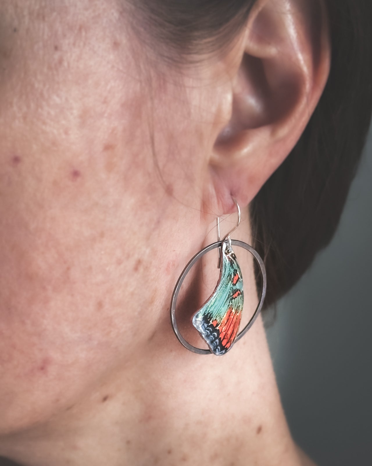 Butterfly Wing Earrings – Handmade Copper & Sterling Silver Hooks, Limited Edition