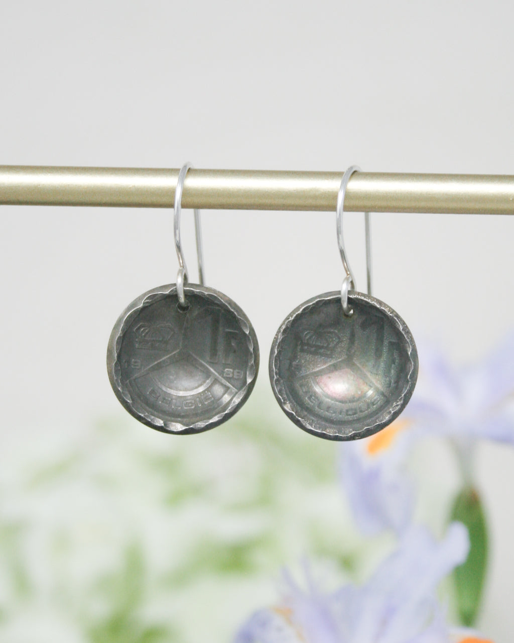 Belgium World Coin Earrings