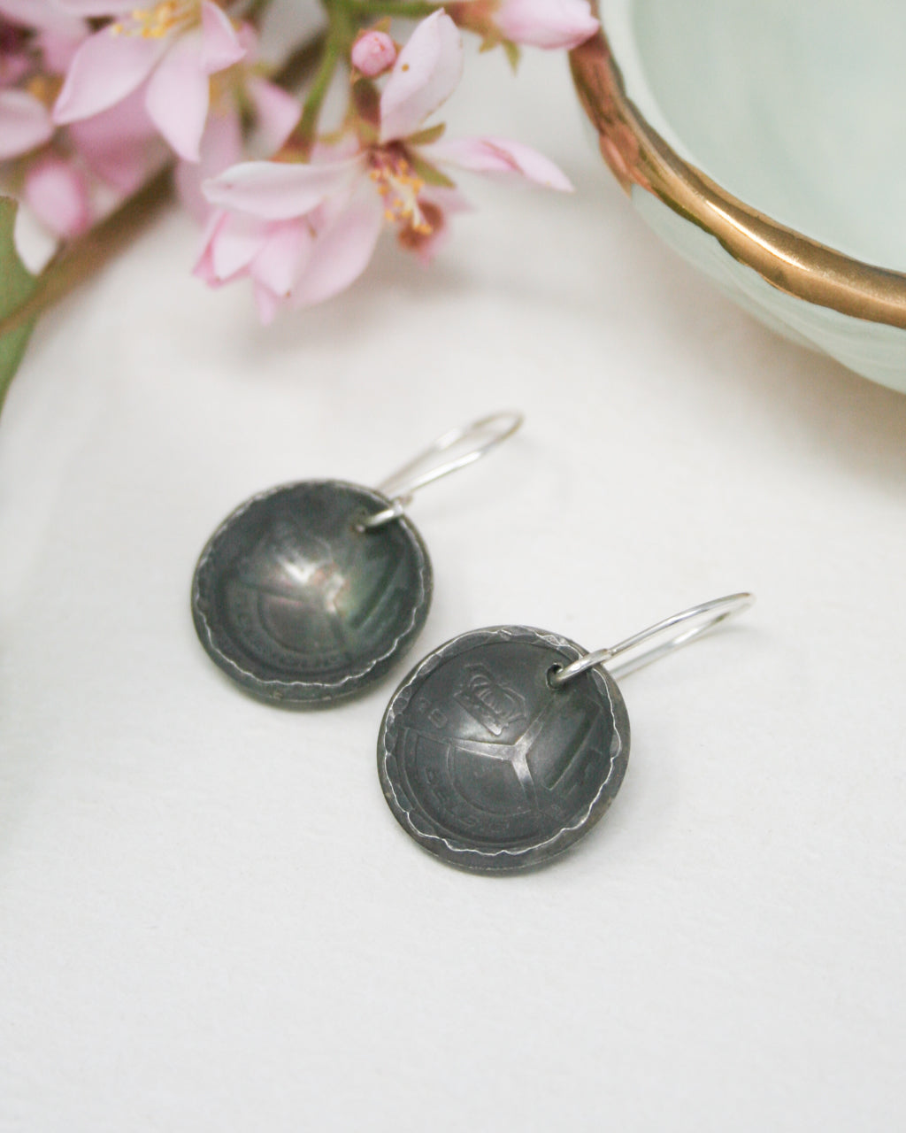 Belgium World Coin Earrings