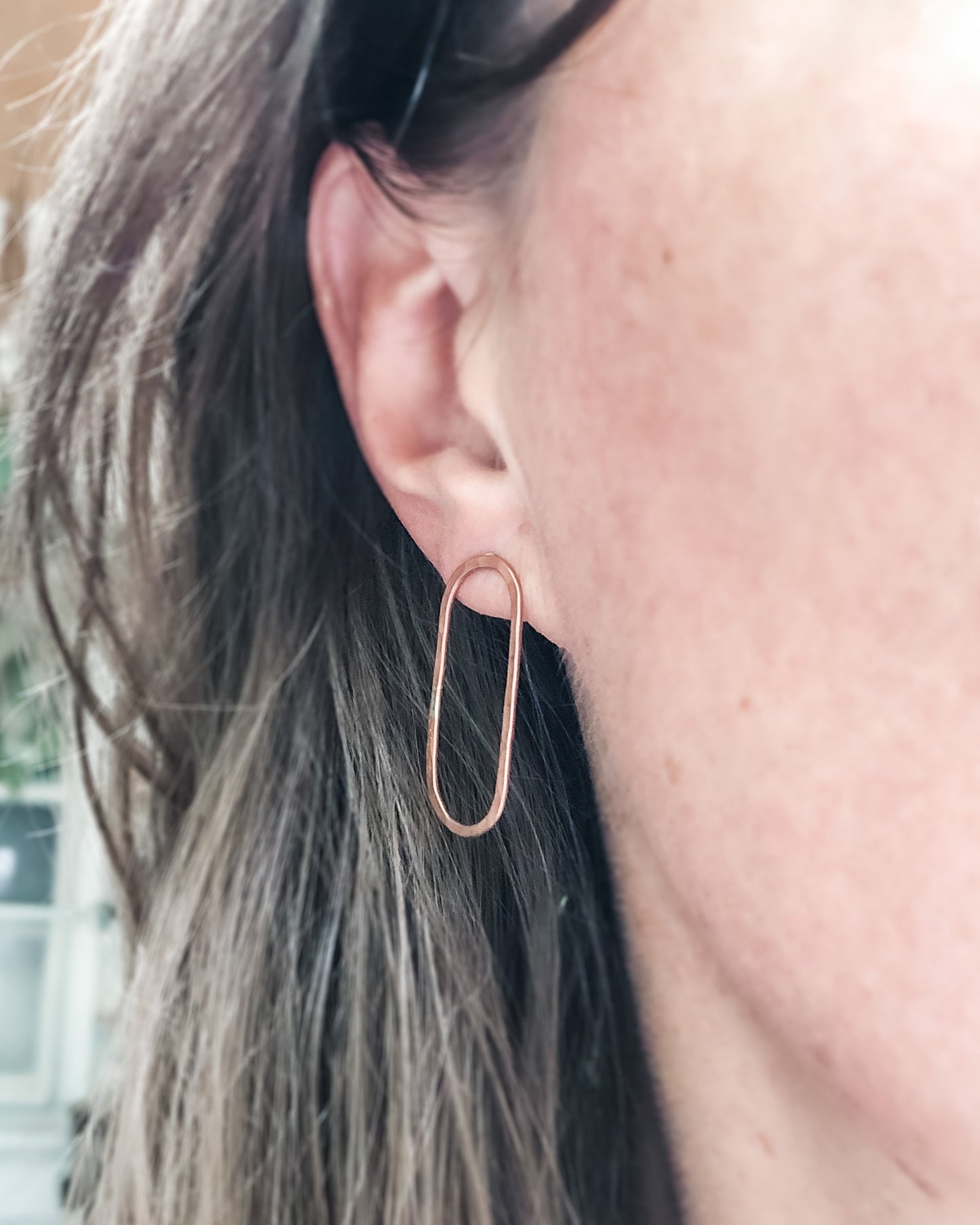 Basic hoop stud earrings- Oval  [ready to ship]