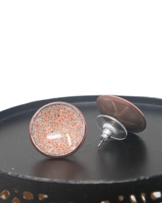 Enameled penny post earrings- new enamel blends