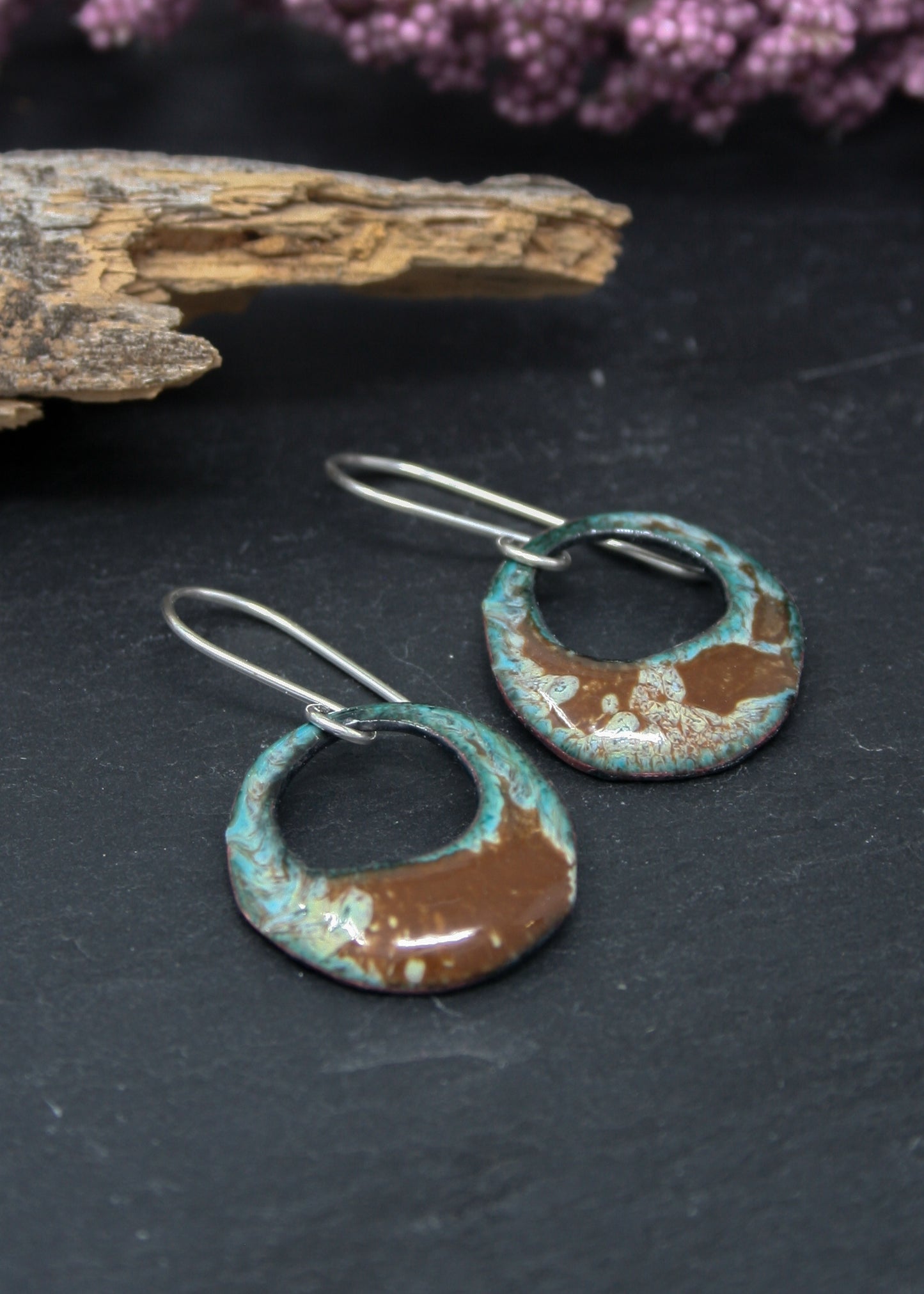 batik enamel copper earrings