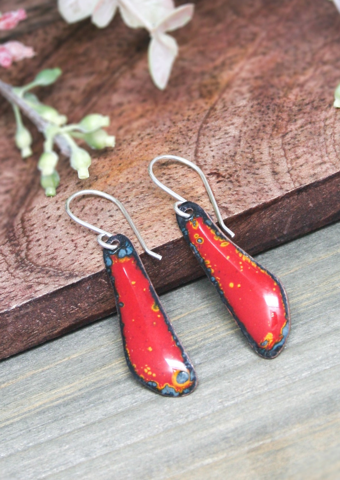 Batik wings earrings- Crimson Ember