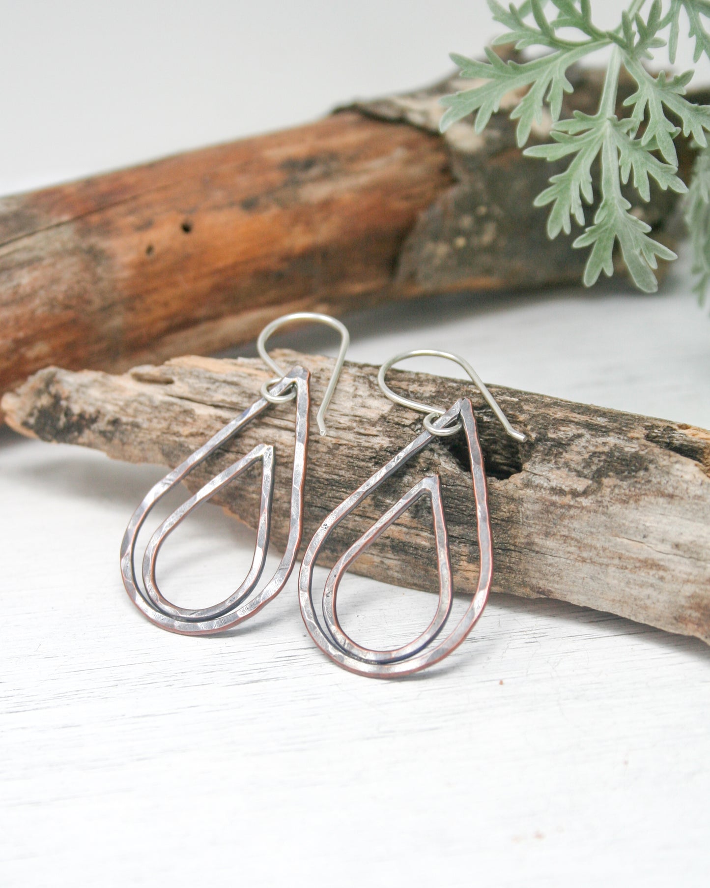 Forged Silhouette Hoop earrings -Dew Drop [ready to ship]