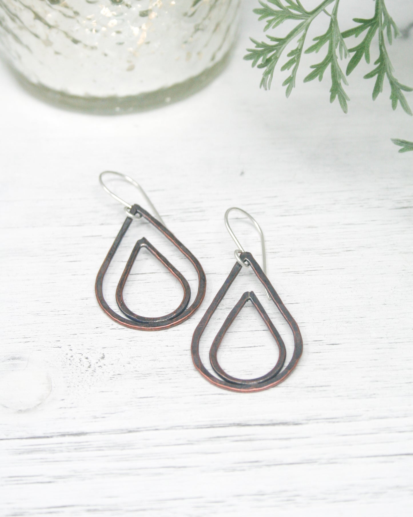 Forged Silhouette Hoop earrings -Dew Drop [ready to ship]