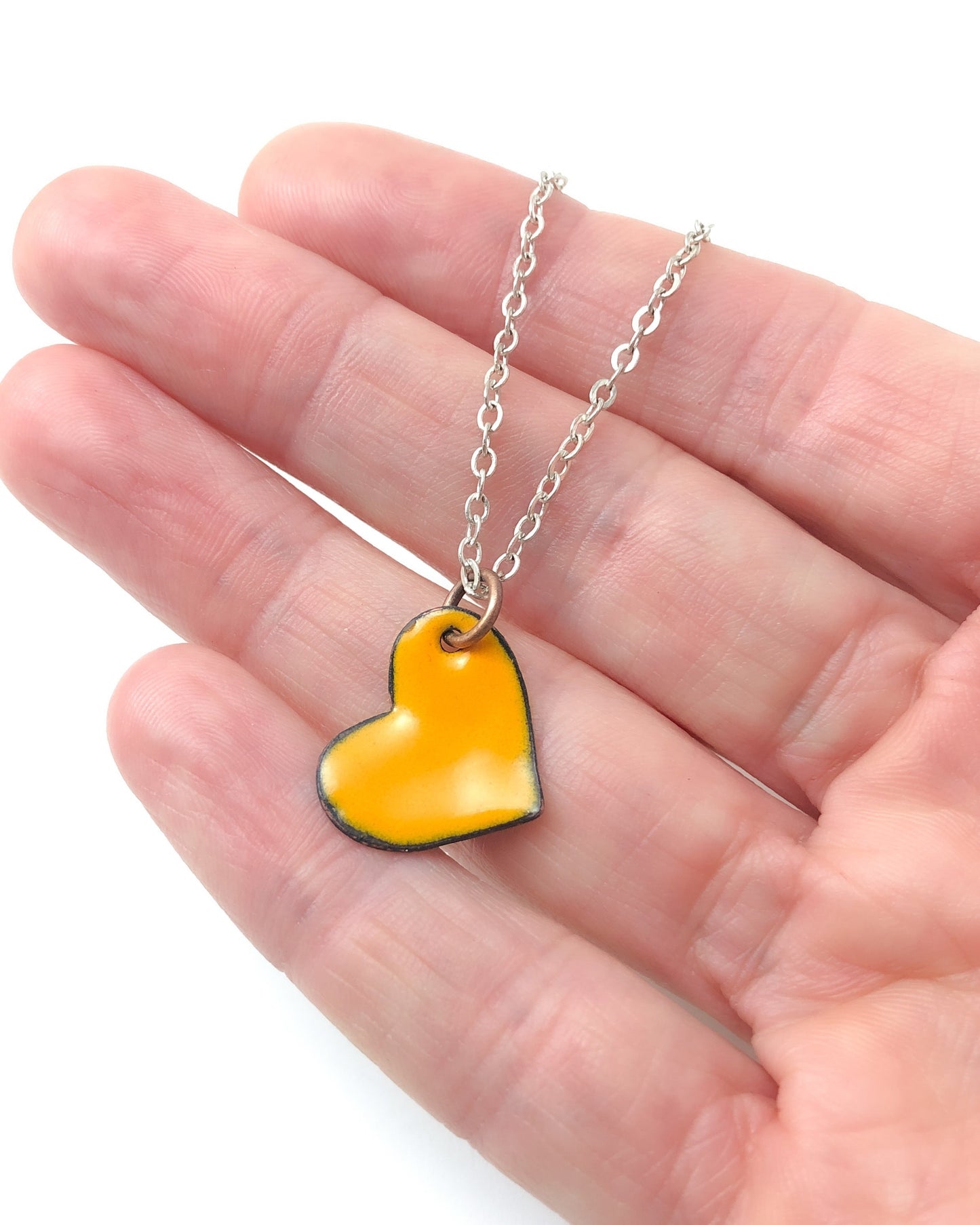 Gold arch & blush enamel heart necklace [ready to ship]