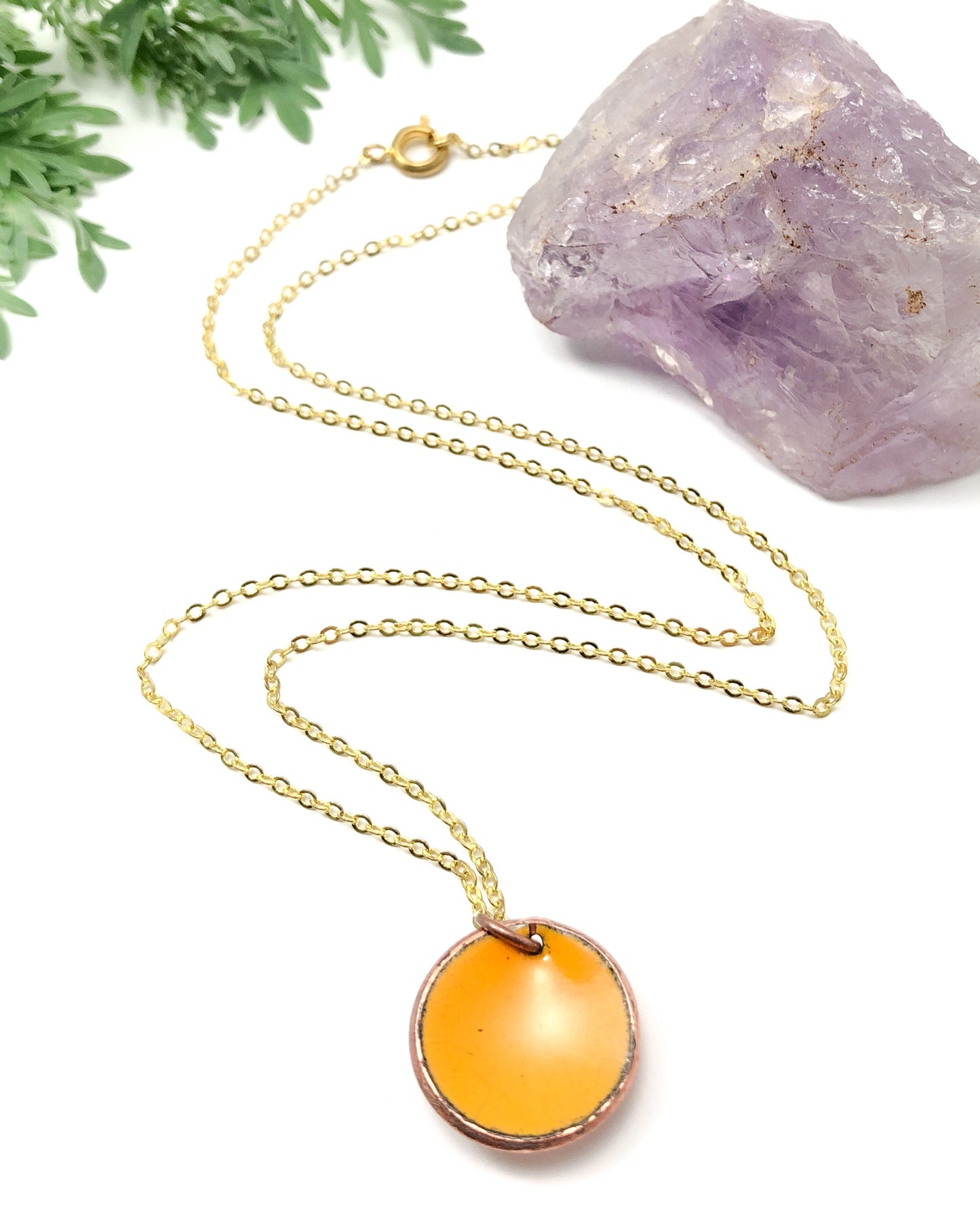 Marigold Enameled penny pendant necklace [ready to ship]