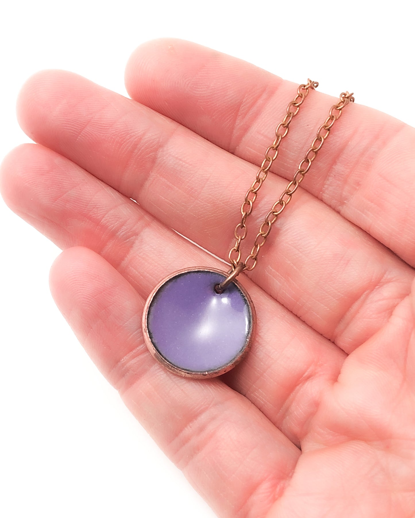 Wisteria Enameled penny pendant necklace [ready to ship]