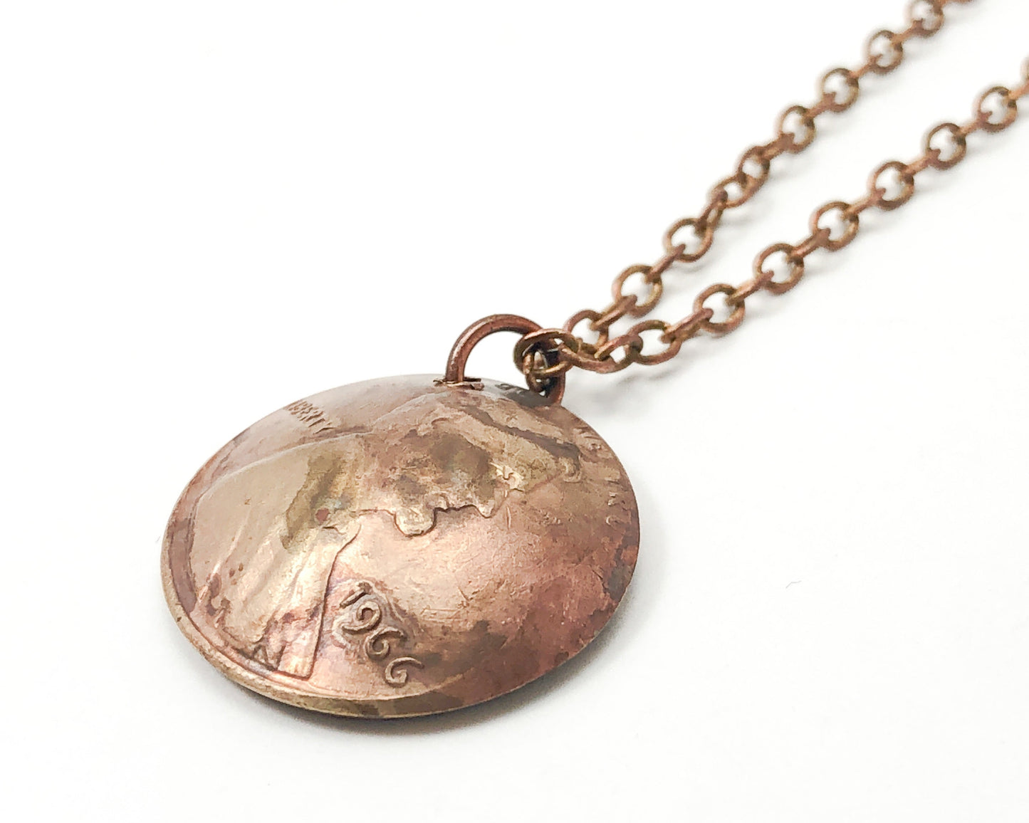 Snow Enameled penny pendant necklace [ready to ship]