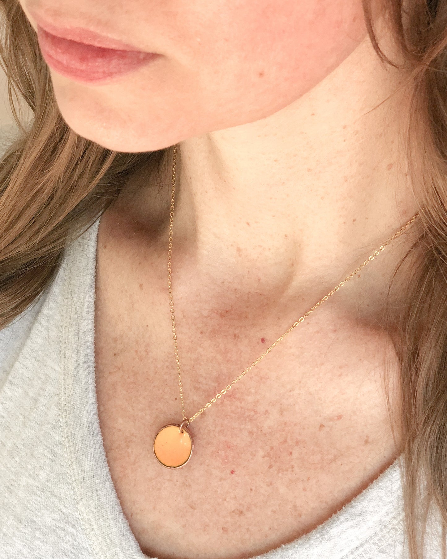 Marigold Enameled penny pendant necklace [ready to ship]