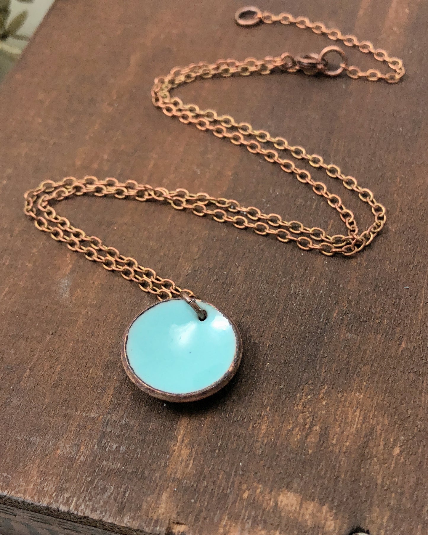 Sky Enameled penny pendant necklace [ready to ship]