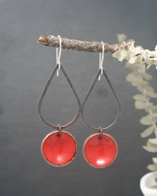 Large Drop Patina Penny earrings [made to order]