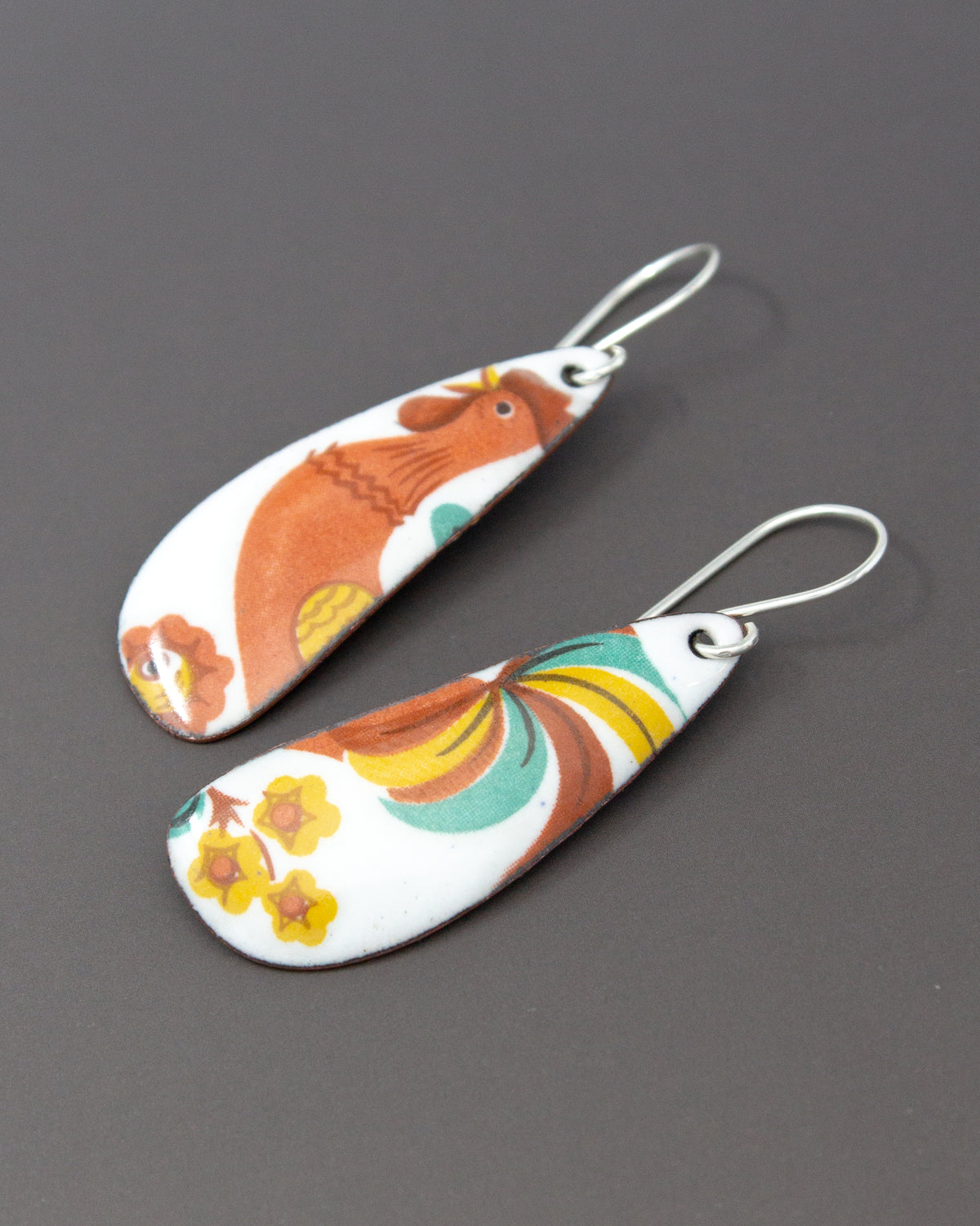Vintage Revival Earrings, Rooster, Large drop