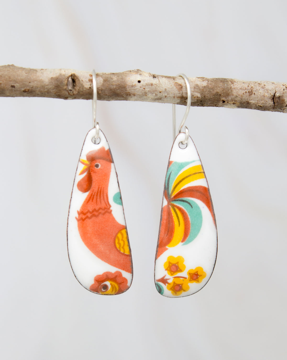 Vintage Revival Earrings, Rooster, Large drop