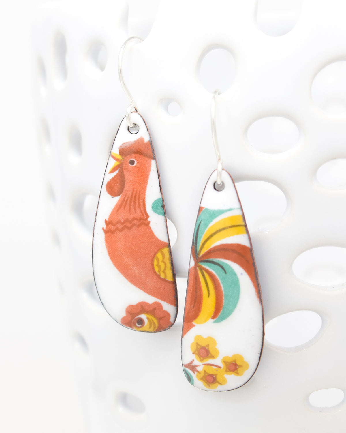 Vintage Revival Earrings, Rooster, Large drop