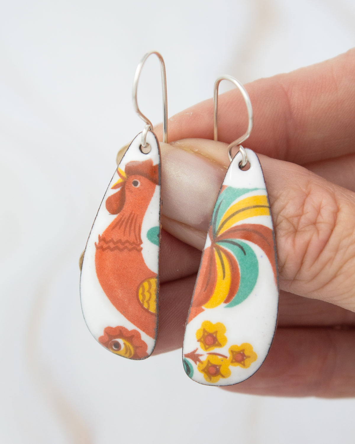 Vintage Revival Earrings, Rooster, Large drop