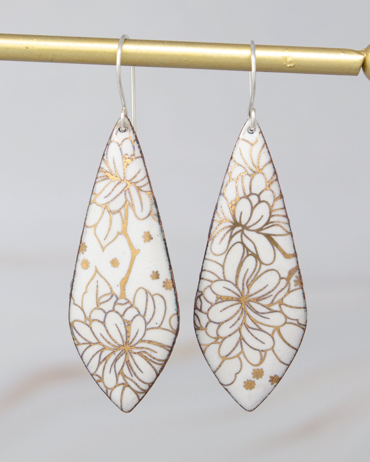 Vintage Revival Earrings, Frost Lotus, Leaf