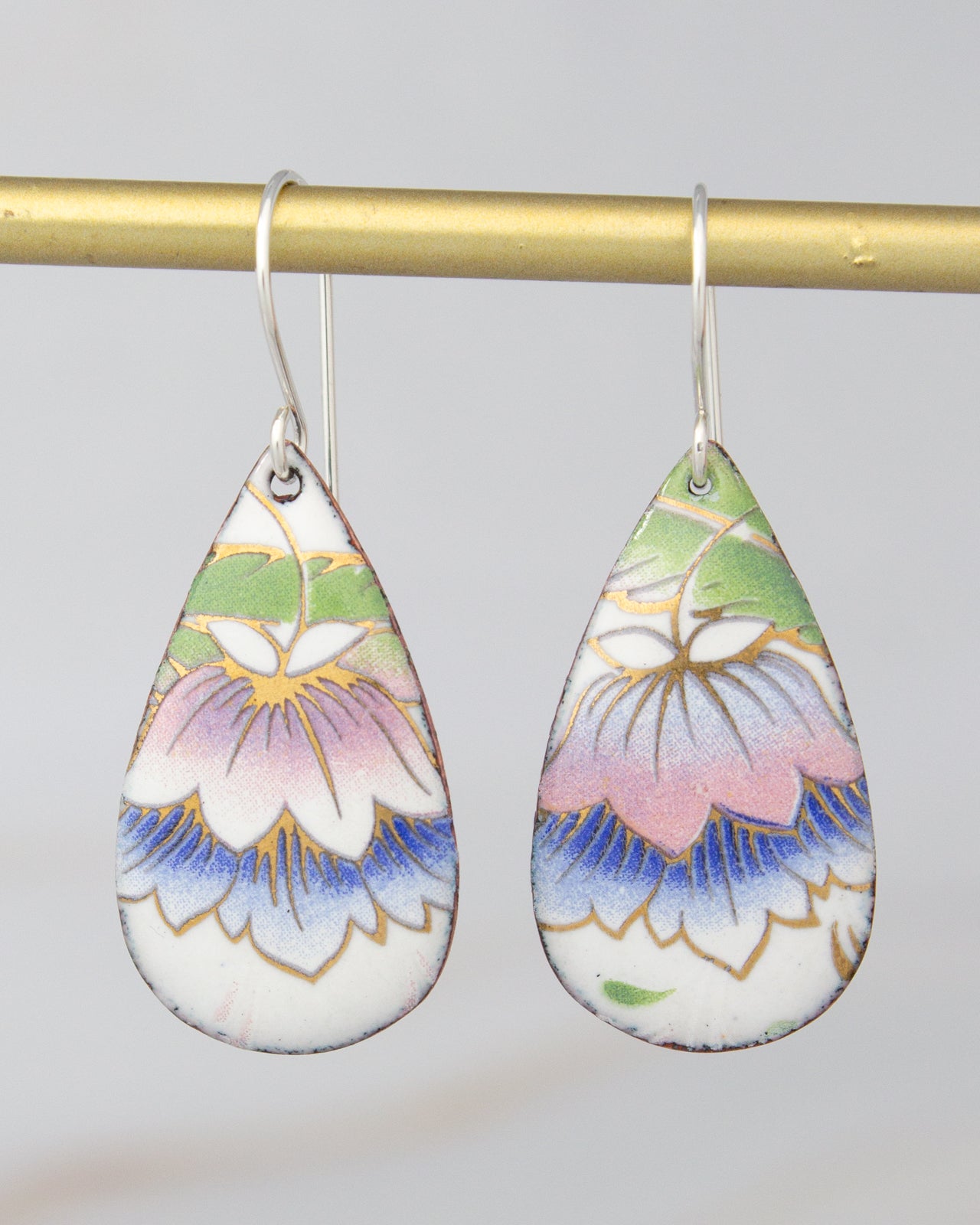 Vintage Revival Earrings, Peace Lotus, Teardrop