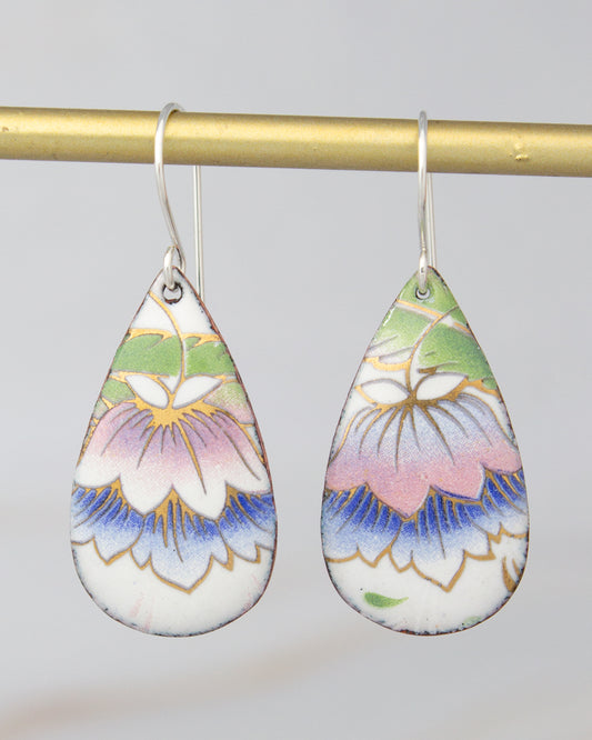 Vintage Revival Earrings, Peace Lotus, Teardrop