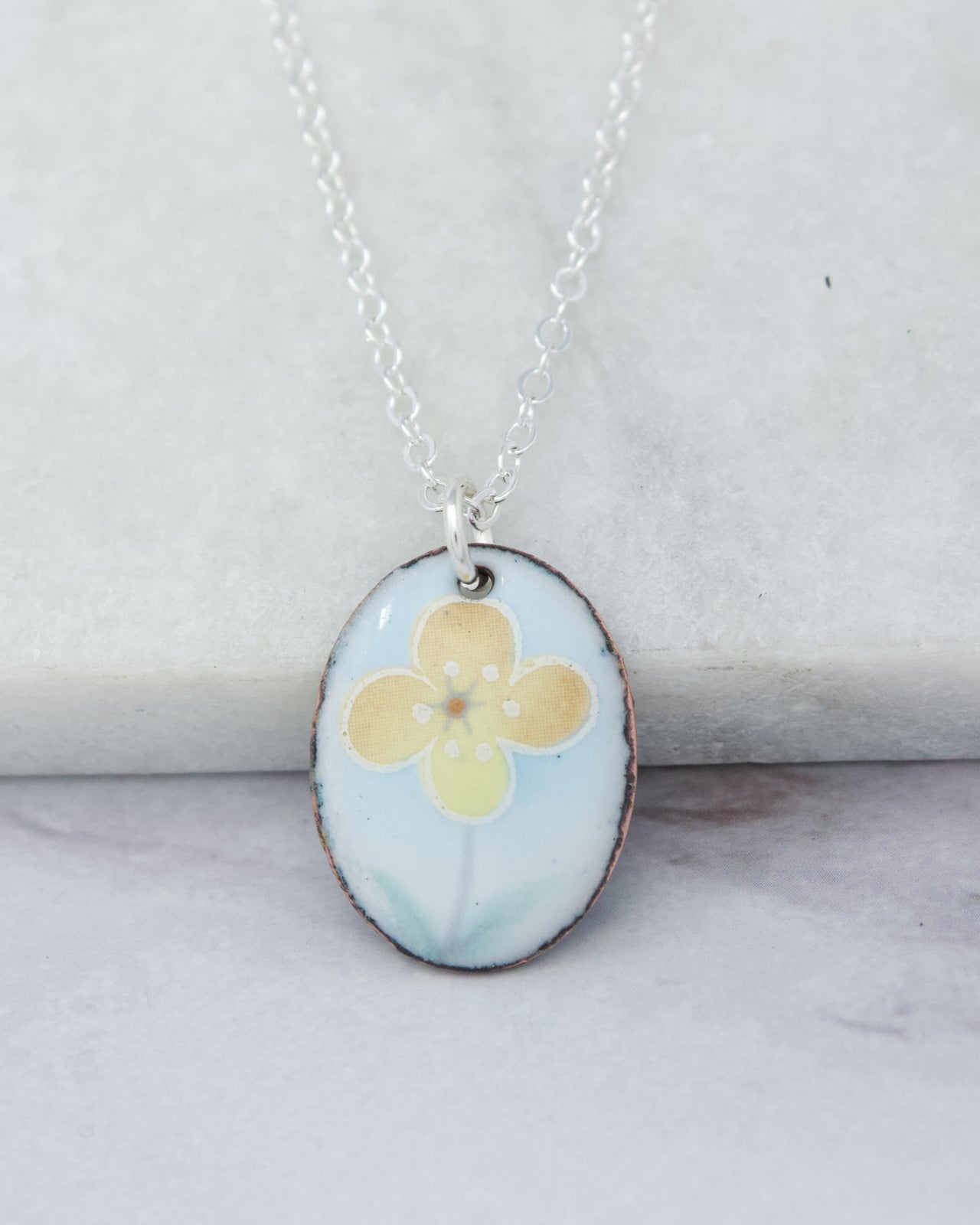 Buttercup Blues Vintage Revival Necklace, Small medallion
