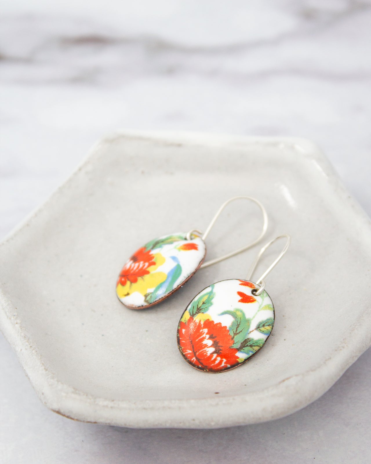 Wildflower Garden Vintage Revival Earrings, Small medallion