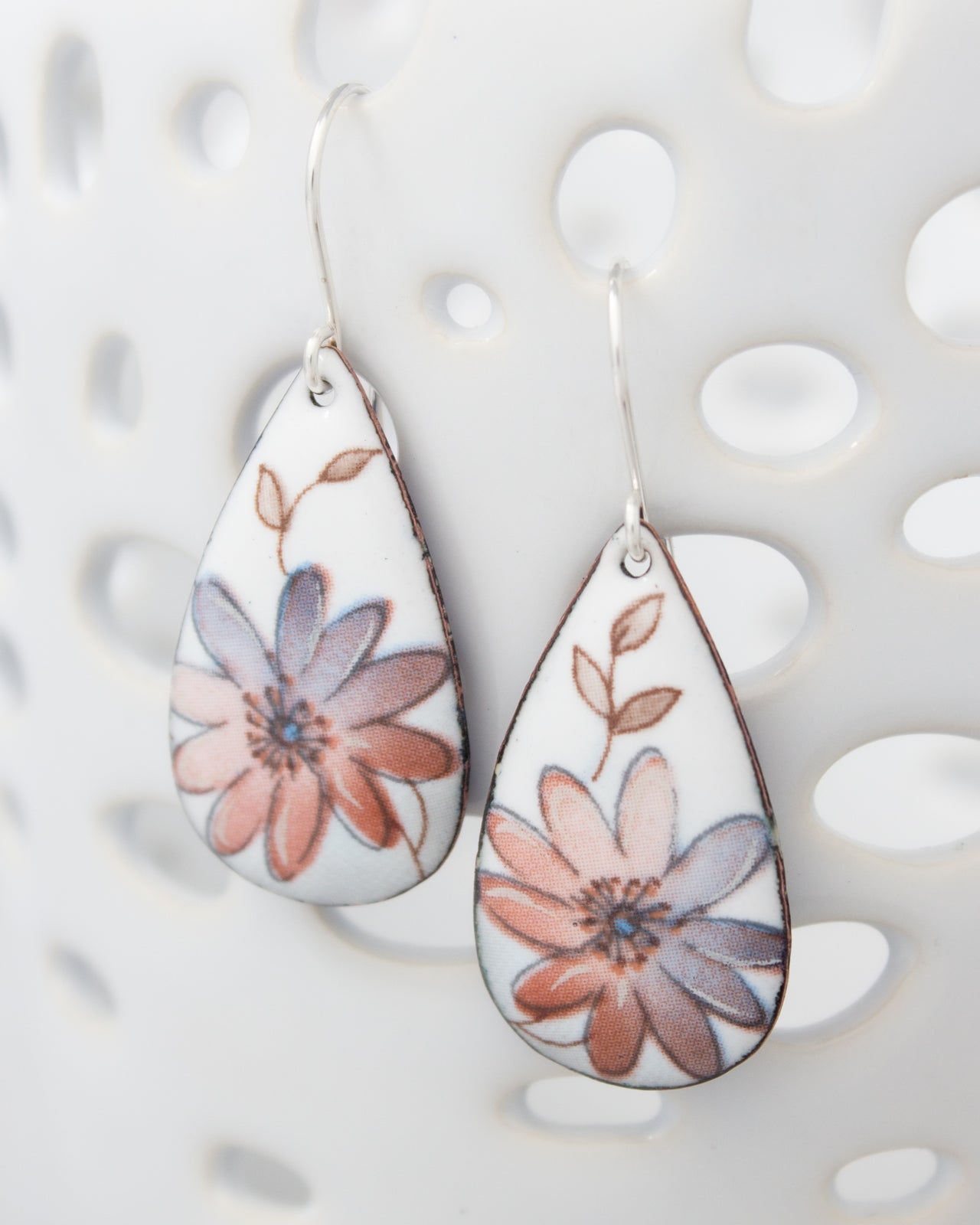 Pink Posy Vintage Revival Earrings, Teardrop