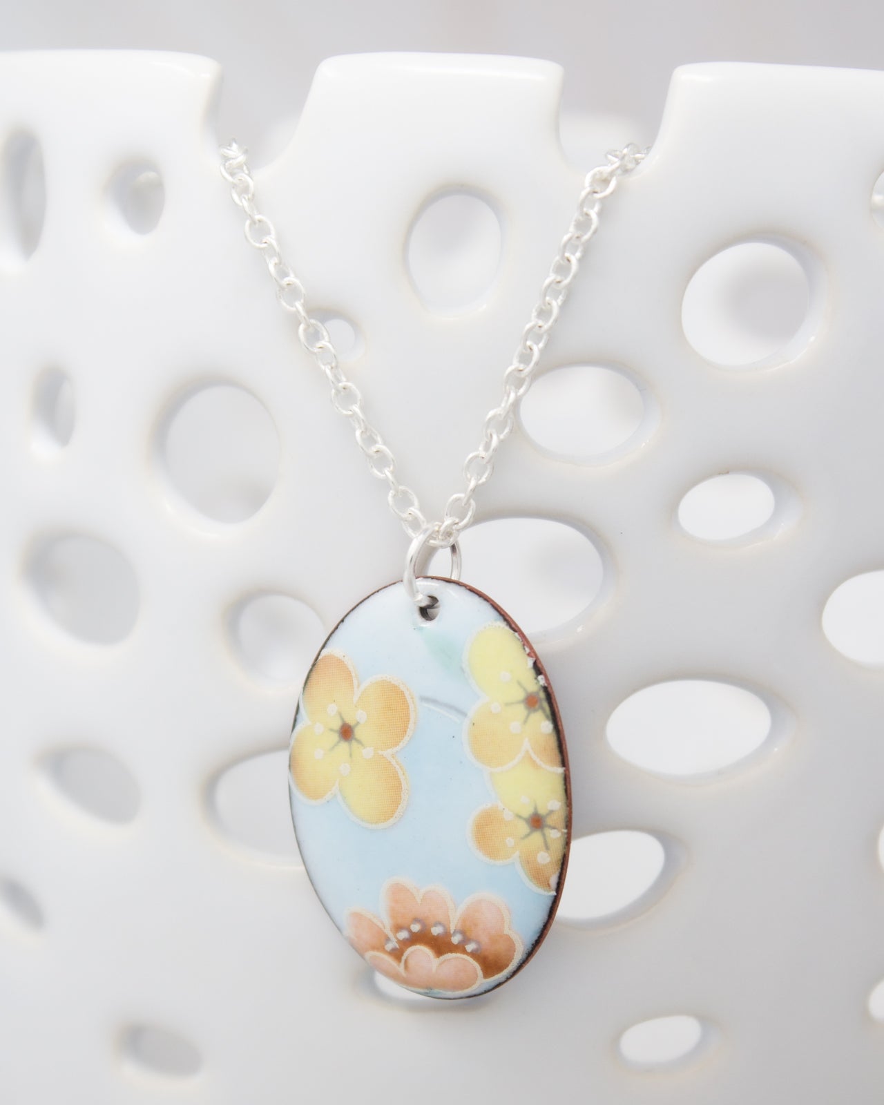 Buttercup Blues Vintage Revival Necklace, Large Medallion