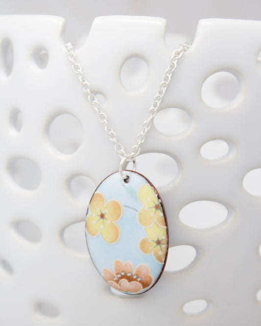 Buttercup Blues Vintage Revival Necklace, Large Medallion