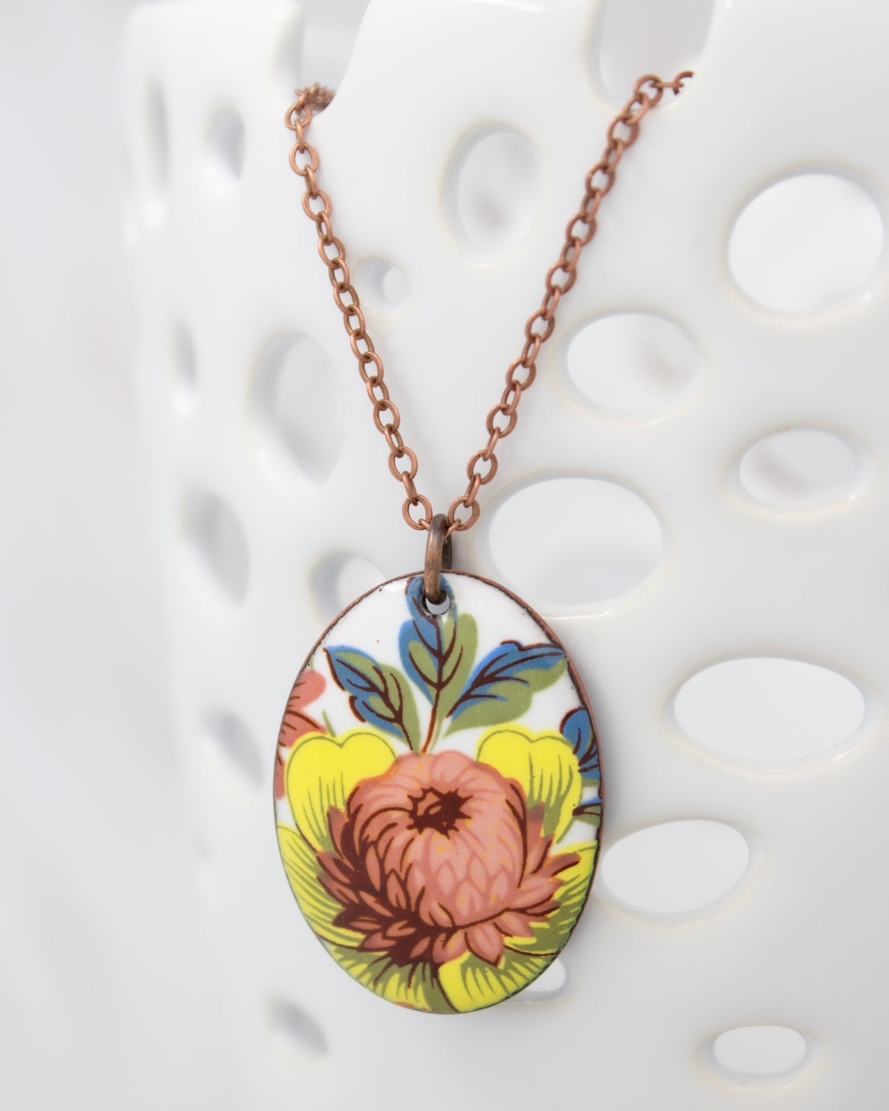Cottage Garland Vintage Revival Necklace, Large Medallion