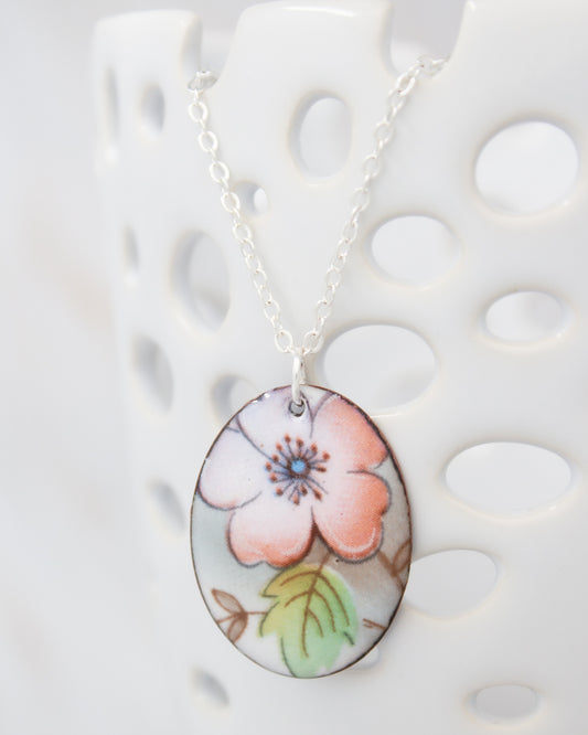 Pink Posy Vintage Revival Necklace, Large Medallion