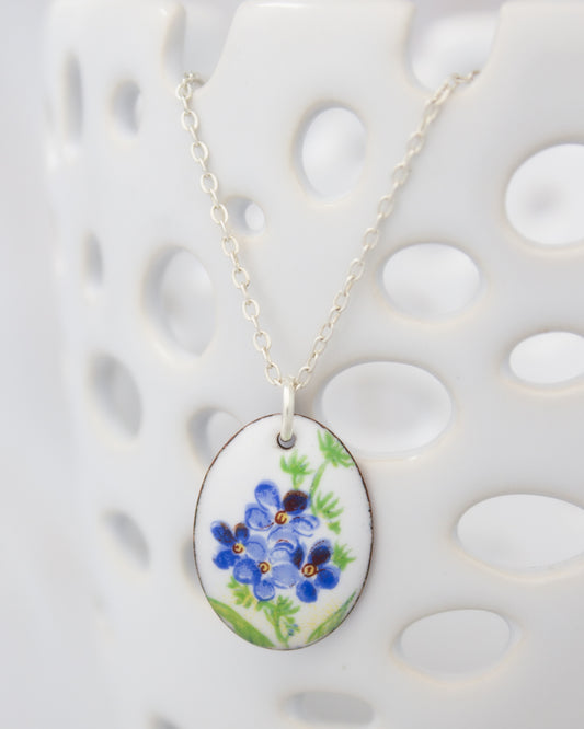 Vintage Revival Necklace. Forget Me Not. Small medallion