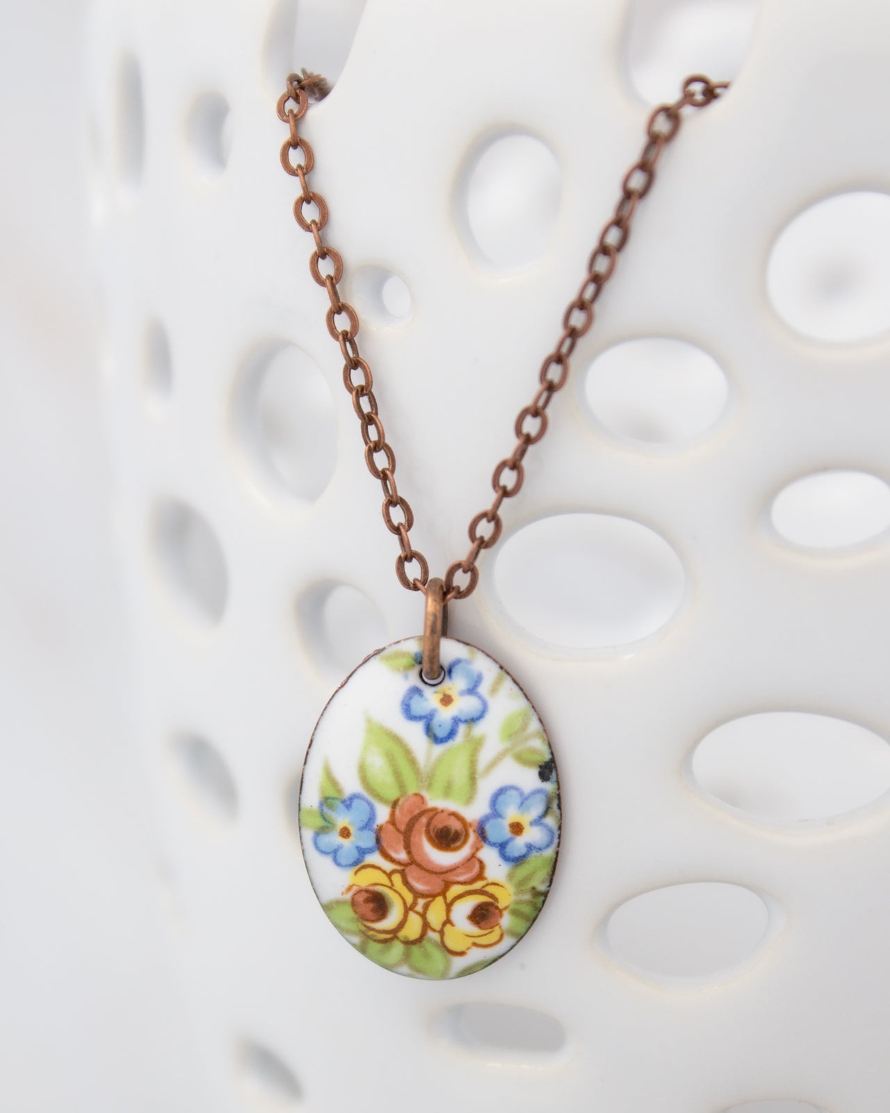 Petite Bouquet  Vintage Revival Necklace, Small medallion