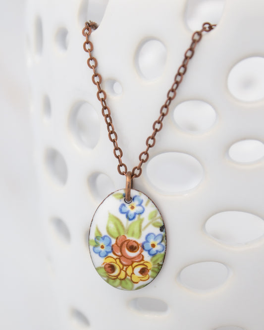 Petite Bouquet  Vintage Revival Necklace, Small medallion