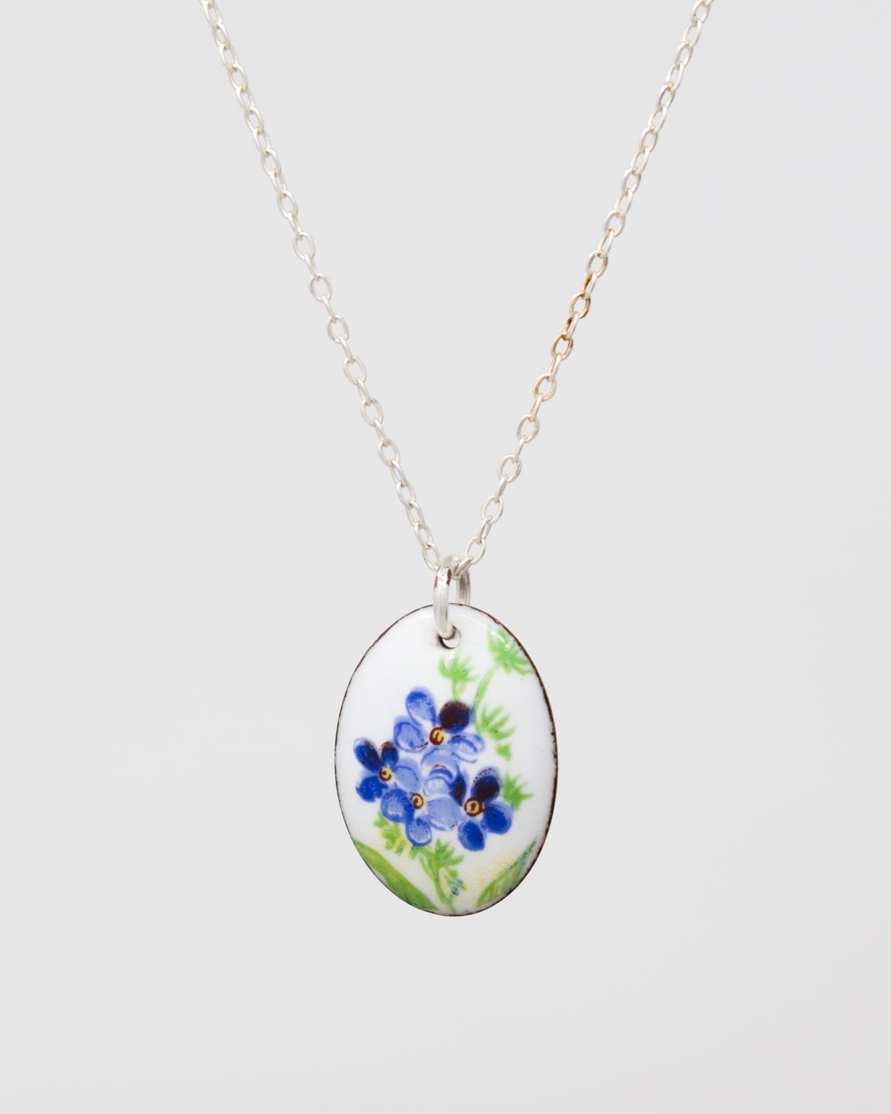 Vintage Revival Necklace. Forget Me Not. Small medallion