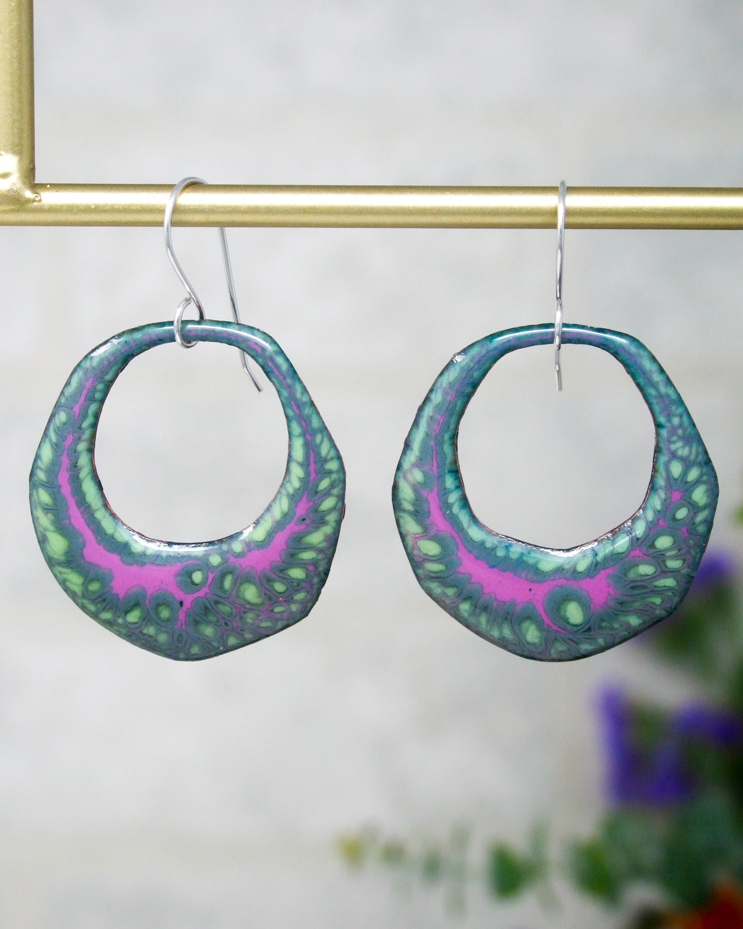 Batik earrings- Ice Orchid [ready to ship]