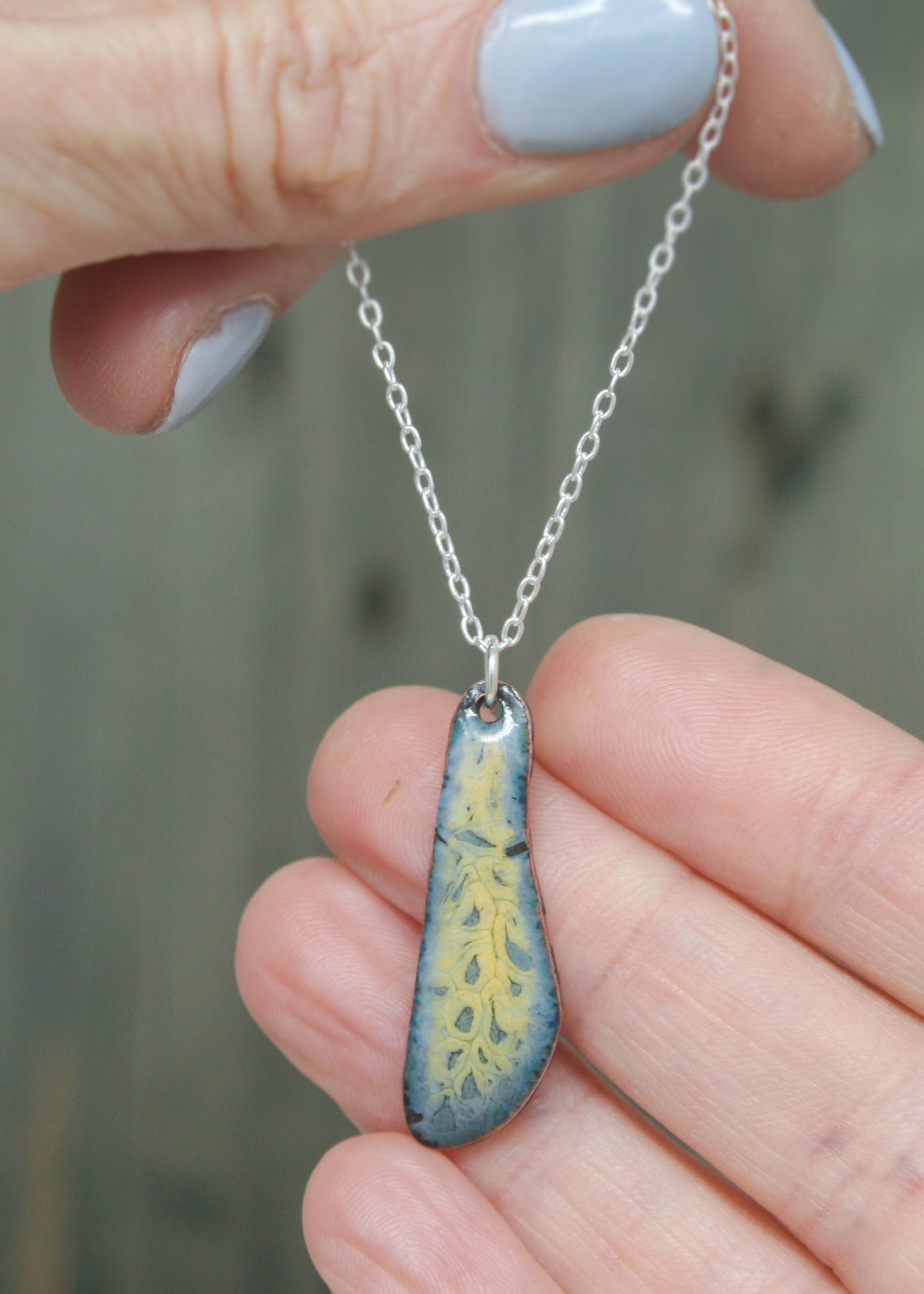 Batik Wing necklace- Frosty Autumn