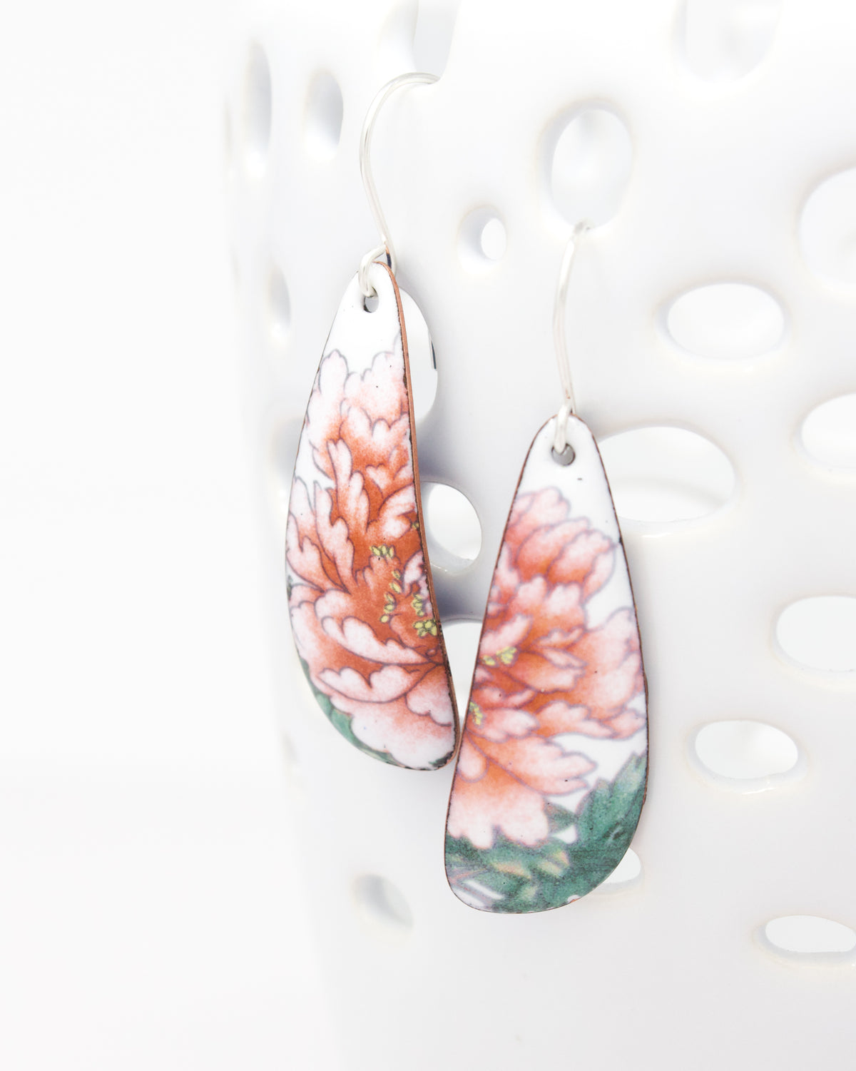 Peony Vintage Revival Earrings – November Birthday Flower, Large Drop
