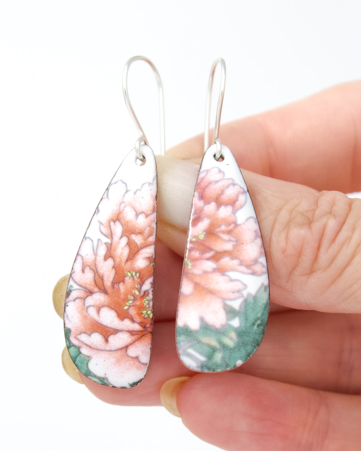Peony Vintage Revival Earrings – November Birthday Flower, Large Drop